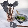 Cook With Color 10 Piece Silicone Cooking Utensil Set with Holder and Trivet Kitchen Tools and Gadgets with Rounded Copper Handles Grey