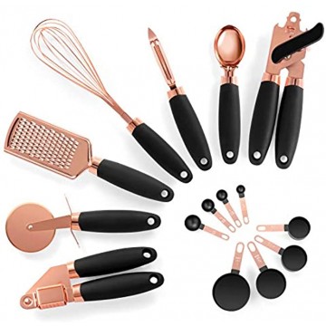 Soulhand 8pcs Kitchen Gadget Set,Copper Coated Stainless Steel Kitchen Utensils,Cooking Utensils with Silicone Handle