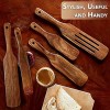 Wooden Spurtle Set MARATO 5 Pcs Natural Teak As Seen On Tv Wooden Spatula Set with Hanging Hole Resintant Durable Nonstick Wooden Utensil Set for Cooking Serving Stirring Mixing5