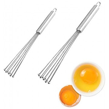 2 Pieces Stainless Steel Ball Whisk 10 Inch and 12 Inch Egg Beater Baking Tools kitchen Accessories Hand Egg Mixer Cooking Cook Blender