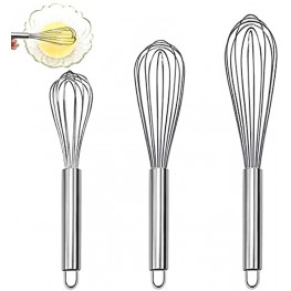 3 PCS Stainless Steel Whisks,Wire Whisk,Kitchen Whisk,Stainless Balloon Whisk for Cooking,Blending,Whisking,Beating,Stirring8inch,10inch,12inch