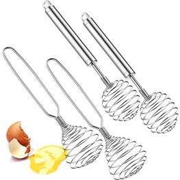 4 Pieces Stainless Steel Manual Egg Whisk Hand Push Whisk Blender Spring Coil Whisk Hand Mixer Blender Egg Beater Egg Foamer Egg Cream Stirring Kitchen Tools for Kitchen Accessories