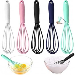 Mini Silicone Whisk for Cooking 5 Pcs Stainless Steel Kitchen Whisk mini Non Stick Hand Tiny Balloon Wire Whisk Whisk for Cooking Milk Egg Beater for Blending Beating Stirring Baking