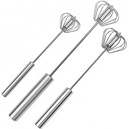 Semi-automatic Egg Whisk Stainless Steel Hand Push Whisks Hand Push Rotary Whisk for Blending Whipping Beating or Stirring by Fetechmate 3 Pack