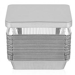50 Pack Aluminum Pans Disposable,2.25 LB 8.5"×6"×2" Foil Pans with Lids for Cooking,Baking,Meal Prep,Freezer