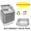 50 Pack Disposable Oblong Aluminum Tin Foil Pans with Clear Plastic Lids 50 Pans and 50 Lids 1 Lb Capacity for Catering Leftovers Buffet Carry Out and Takeout