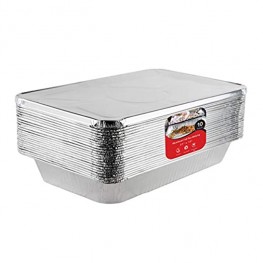 Aluminum Pans with Lids 21x13 Disposable Roasting Pans with Covers 10 Foil Pans and 10 Foil Lids Sturdy Catering Pans Disposable Food Containers Great for Prepping Large Slabs of Meat
