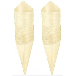 Cuneai 100 Pieces Wood Tasting Cones Disposable Wooden Cone Serving and Tasting Retro Kraft Paper Cones Wedding Confetti Cones for Decoration Displays Home Parties Catered Events Buffets