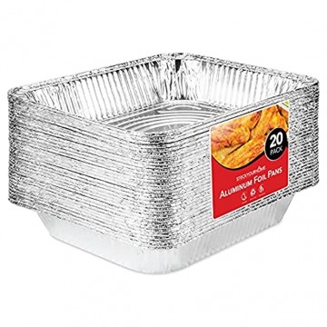 Stock Your Home 9x13 Aluminum Pans 20 Pack Disposable & Recyclable Foil Tray- Half Size Steam Table Deep Pans Tin Foil Pans for Cooking Heating Storing Prepping Food BBQ Grilling Catering