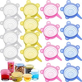 16 Pieces 2.6 Inch Silicone Stretch Lids Reusable Expandable Durable Silicone Lids for Regular Cups Mugs Soda Canned Pet Food Canning