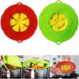 2 Pack Spill Stopper Lid Cover 10.2 inch and 11 inch Boil Over Safeguard Lids Silicone Microwave Splatter Lid for Food BPA-Free Silicone & Plastic and Dishwasher Safe Green and Red