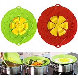AUSINCERE Spill Stopper Lid Cover,Anti Spill Lid Cover,No Boil Over Lid,Pot Cover Silicone Spill Stopper Lid,Boil Over Safeguard 10.2inch+11inch Multi-Function Kitchen Tool