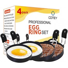 COTEY Large 3.5 Nonstick Egg Rings Set of 4 Round Crumpet Ring Mold Shaper for English Muffins Pancake Cooking Griddle Portable Grill Accessories for Camping Indoor Breakfast Sandwich Burger