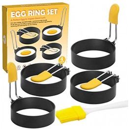Egg Rings for Egg Mcmuffins 4 Pack Egg Shapers for Frying Fried Egg Maker Mold for Cooking Non Stick Metal Round Egg Cooker Ring for Breakfast Kitchen Cooking Tools Egg Rings for Griddle
