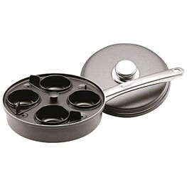 Farberware 20319 Farberware Nonstick Dishwasher Safe Egg Poacher Pan Skillet with 4 Poaching Cups and Lid 8 Inch Gray