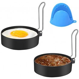 Mity rain Stainless Steel Egg Ring 2 Pack Joie Egg Ring Cooking Round Breakfast Household Pancake Mold Non Stick Fried Egg Ring Mold Omelette Tool with 1 Free Oven Glove