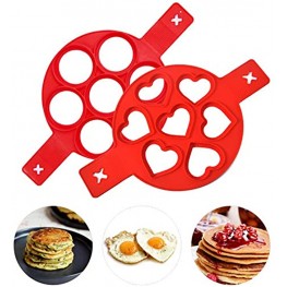 Omelette Mold,Pancake Mold Ring 2 Silicone Pancake Molds; Reusable Silicone Non-Stick Pancake Machine Egg Ring for Egg Maker Makes Your Chef More Fun. red