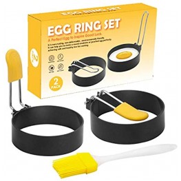 UPYEEJA Egg Rings for Frying Eggs 2 Pack Nonstick Egg Cooking Rings Oil Brush Included Egg Mold for Cooking Round Egg Cooker Ring